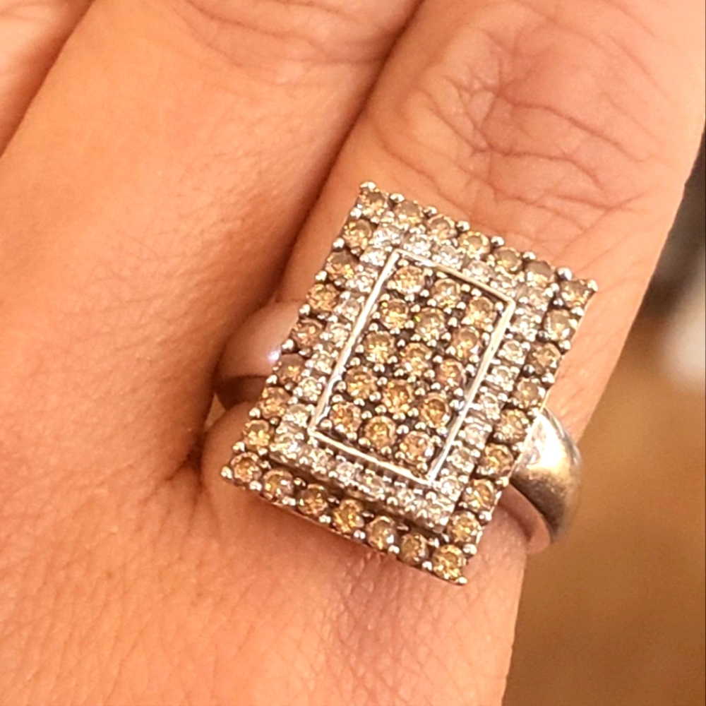1.50 Carat Round Cut Fancy Chocolate Cognac & White  Diamond Cocktail Ring 14K